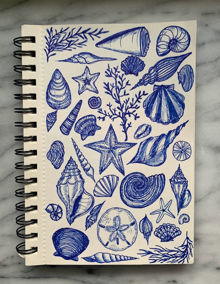 Blue Seashells Collage Art Print