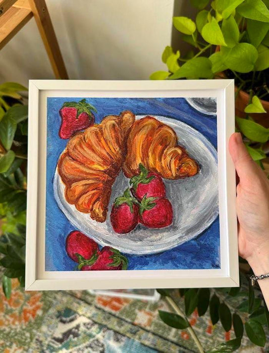Croissants & Strawberries Art Print
