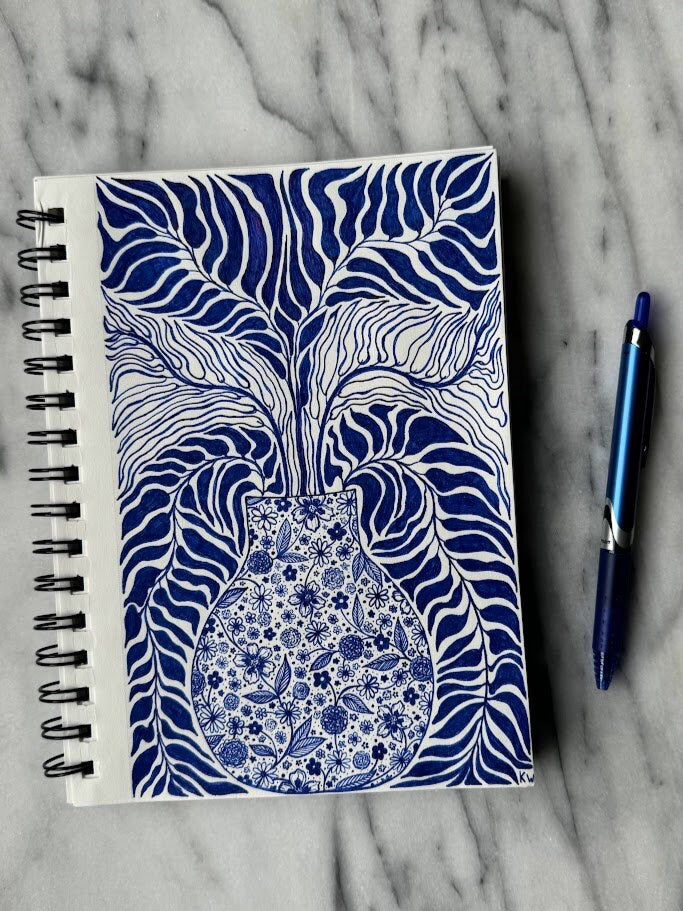 Blue Flower Vase Art Print