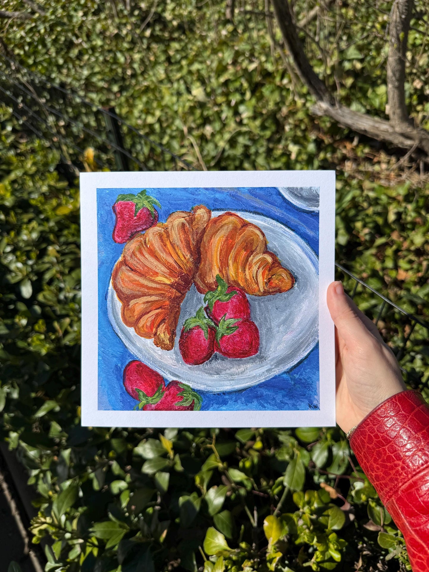 Croissants & Strawberries Art Print