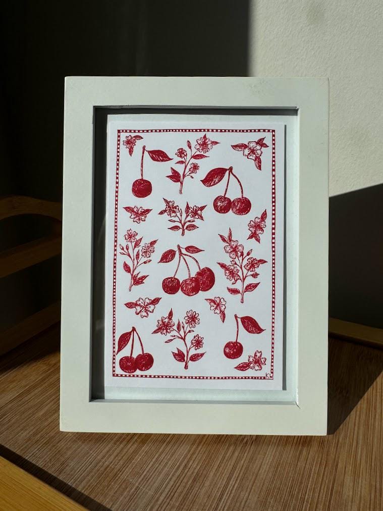 Cherries Collage Art Print