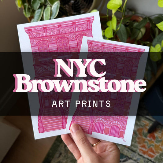 Pink NYC Brownstone Art Print