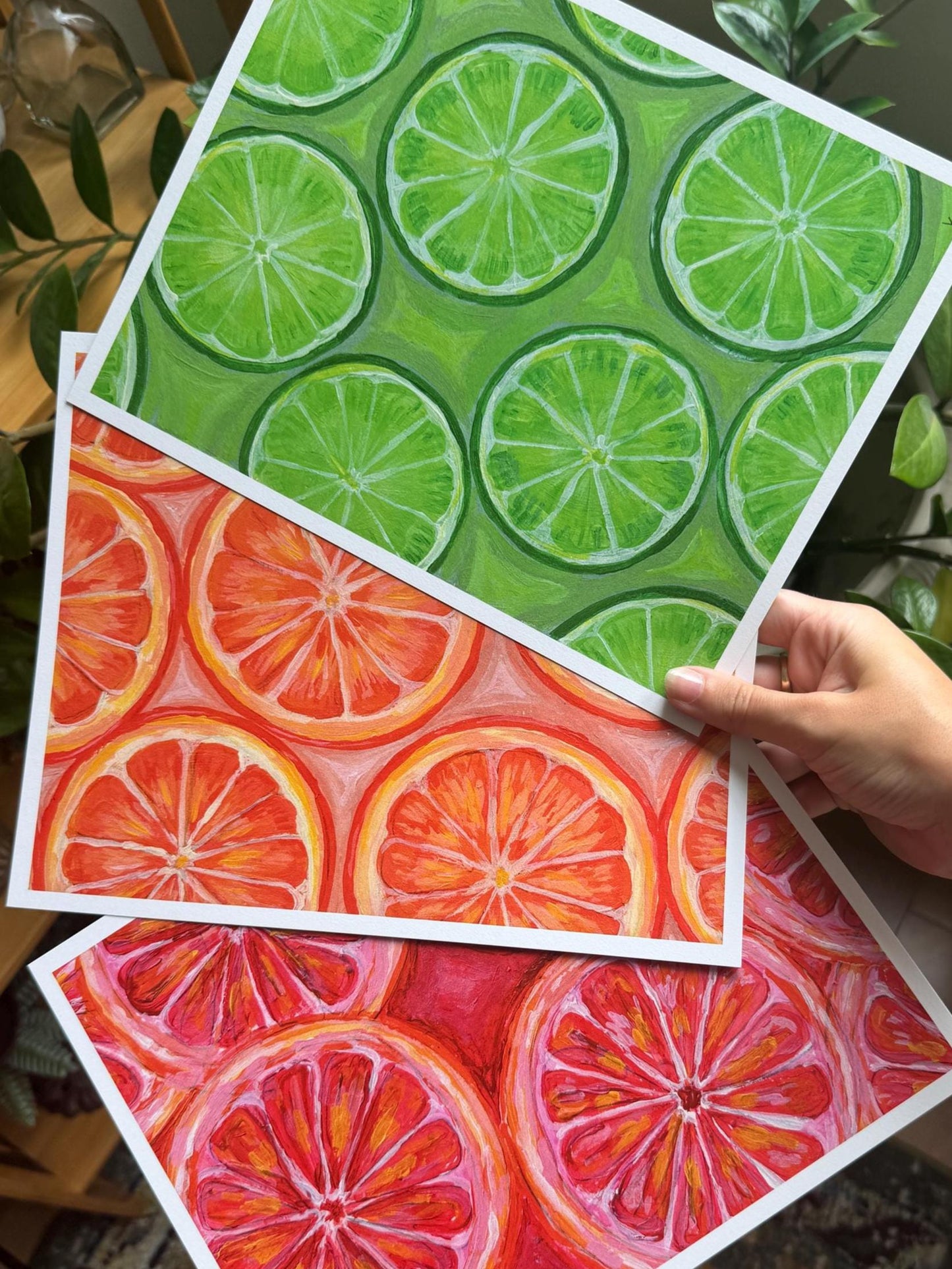 Citrus Art Print Set: Orange, Lime, Grapefruit