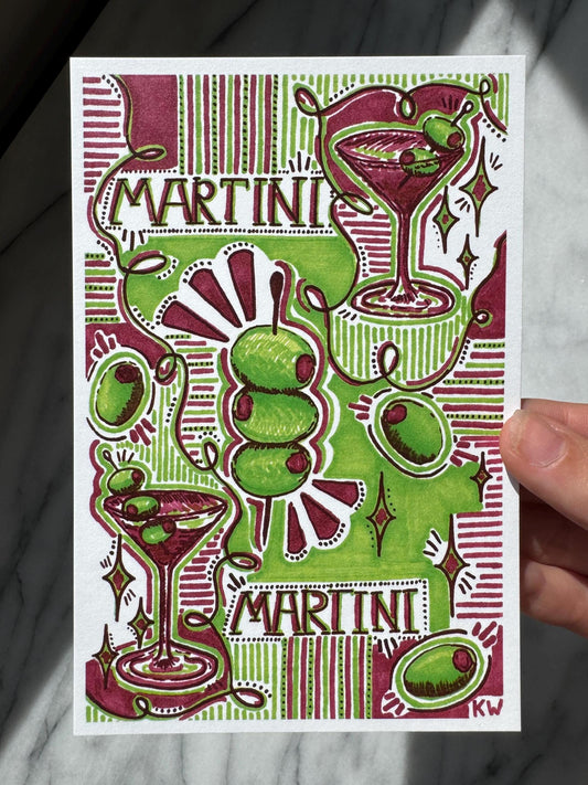 Martini & Olives Art Print