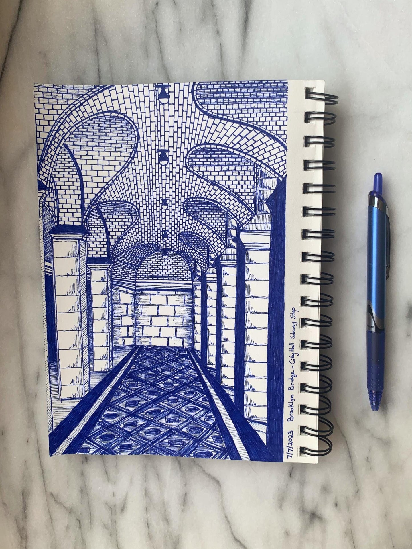 Blue Ink Art Print Bundle of 5