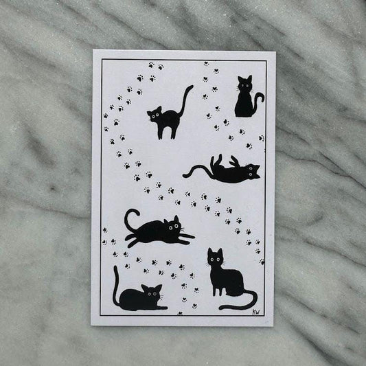 Whimsical Black Cats Art Print