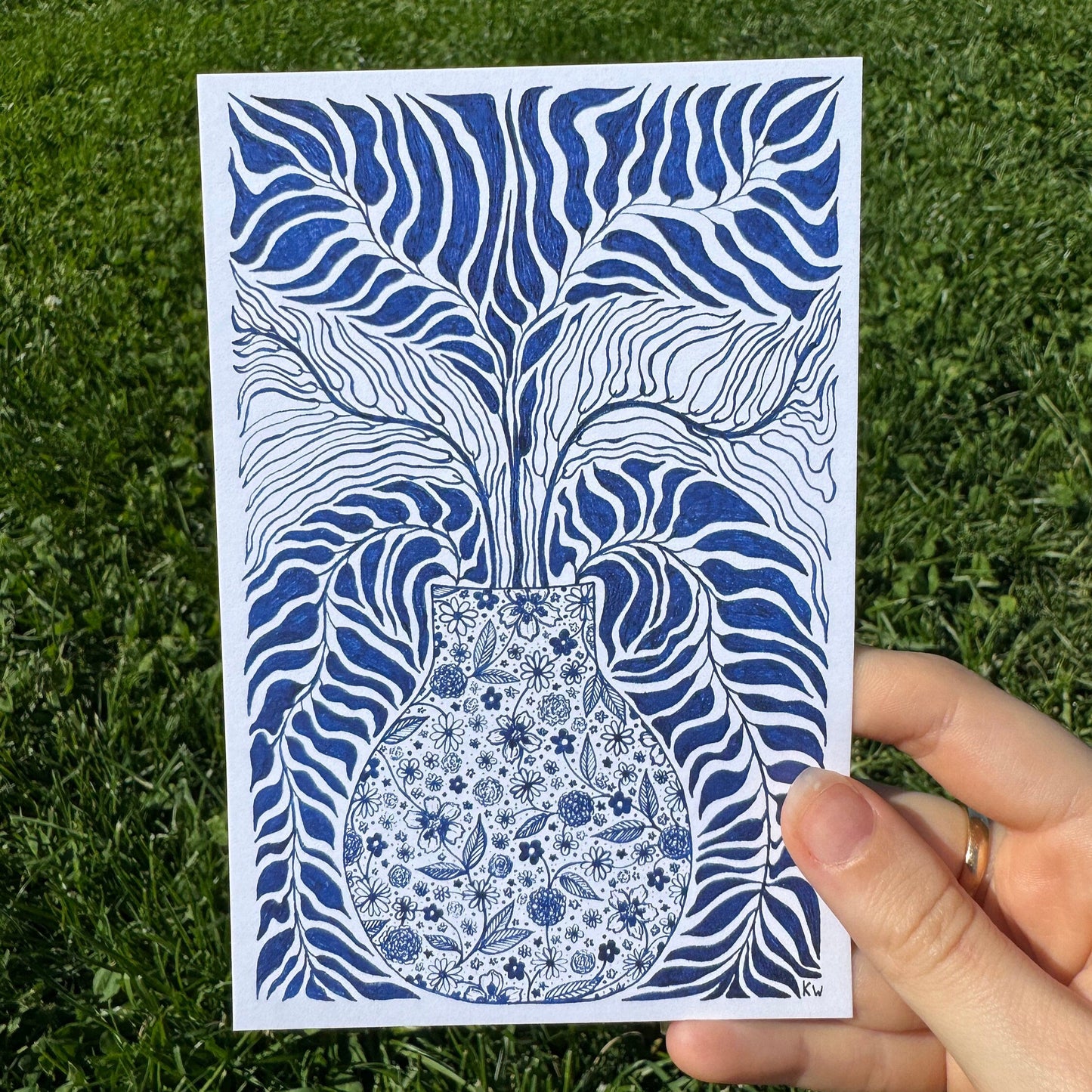 Blue Flower Vase Art Print