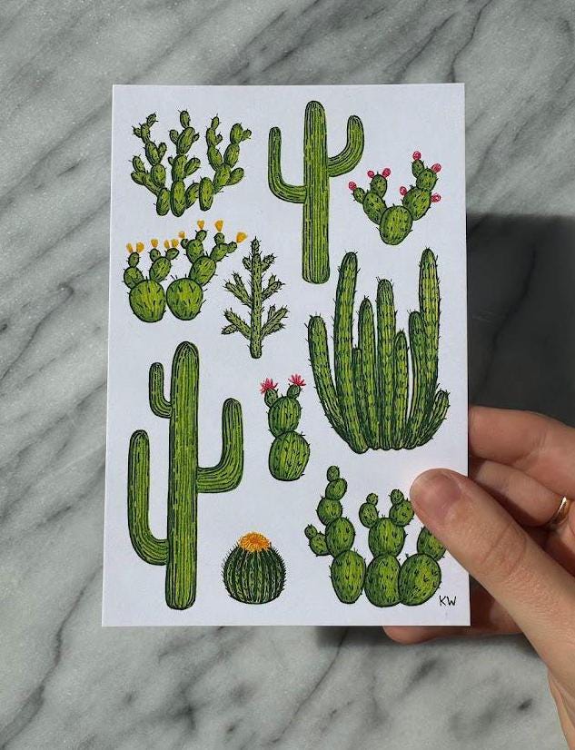 Cacti Collage Art Print