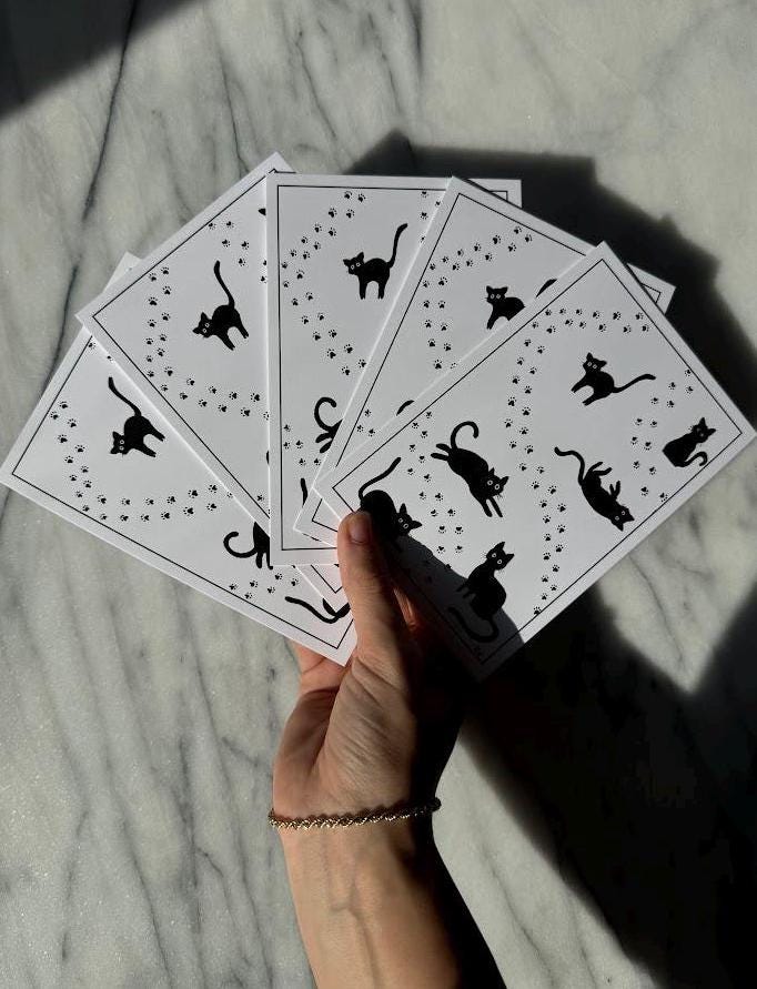 Whimsical Black Cats Art Print