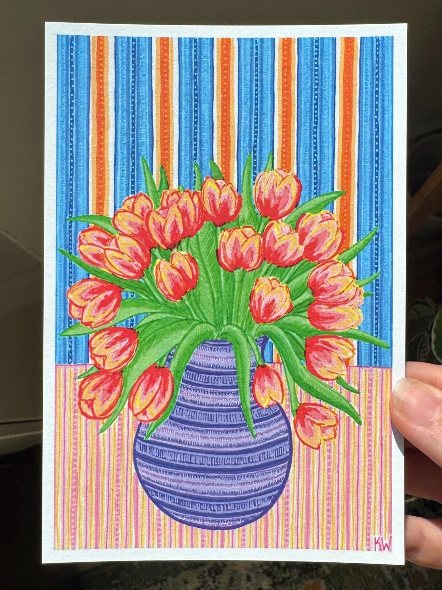 Tulip Flower Vase Art Print