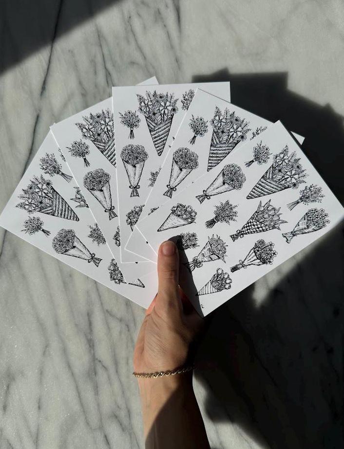 Flower Bouquet Collage Art Print