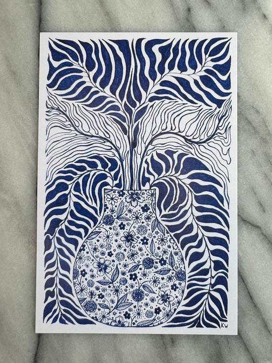 Blue Flower Vase Art Print