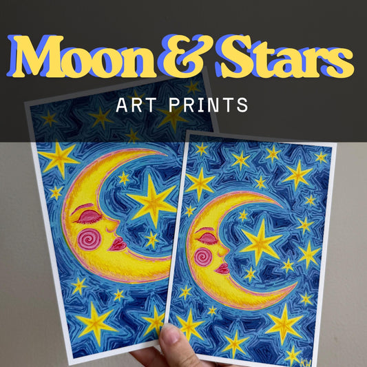 Celestial Moon and Stars Art Print
