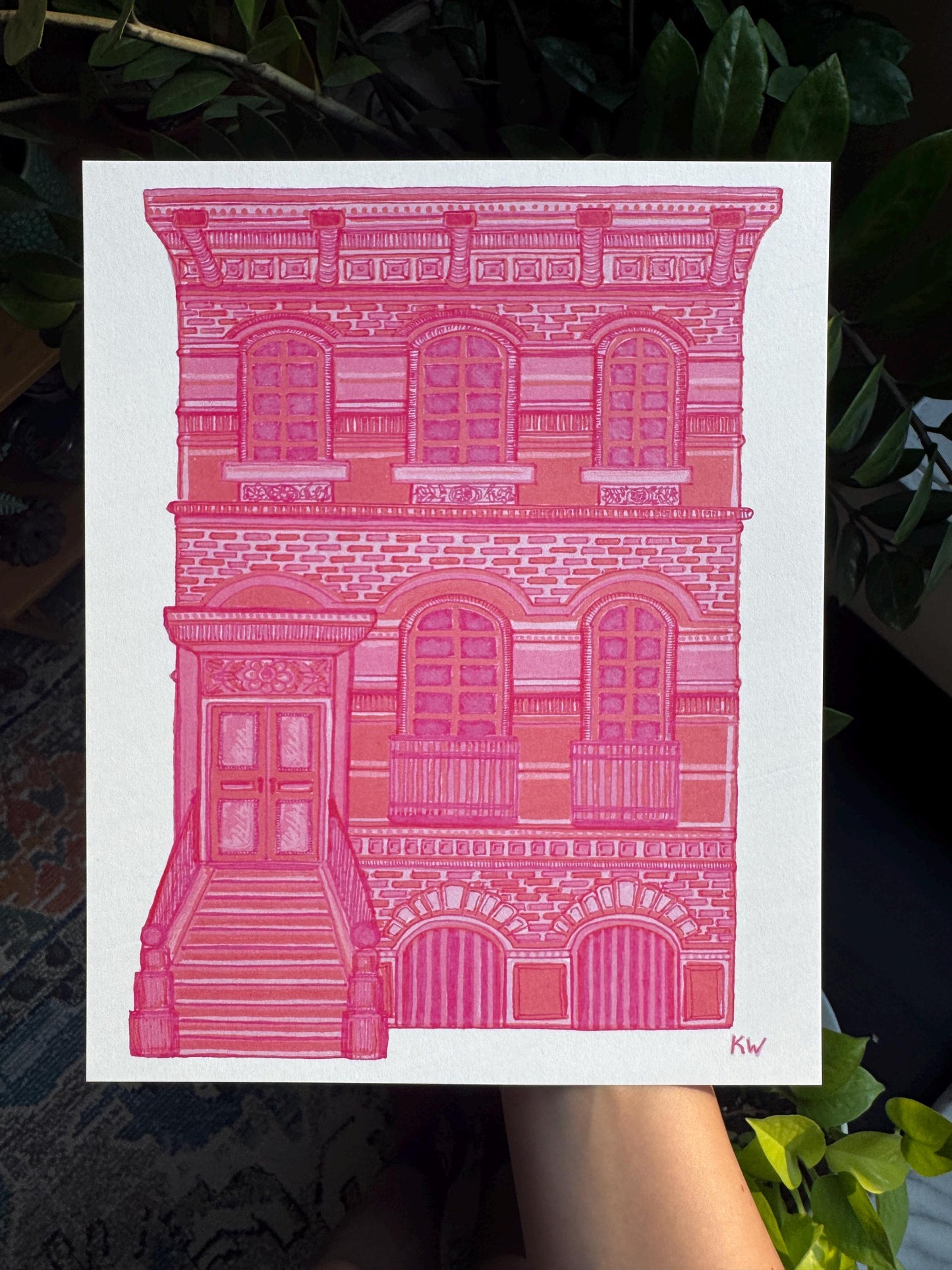 Pink NYC Brownstone Art Print