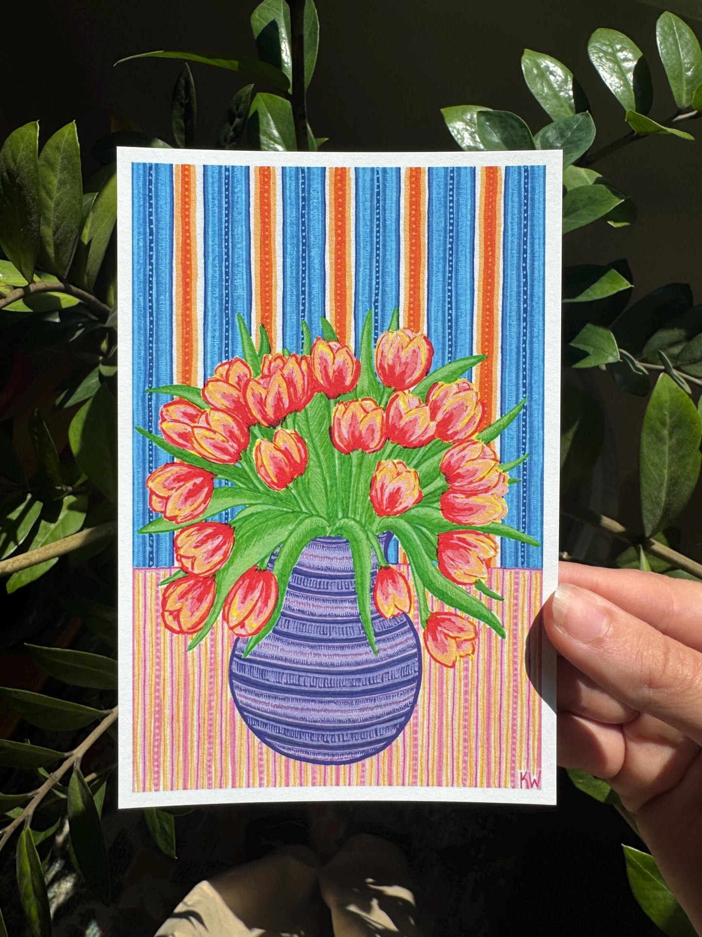 Tulip Flower Vase Art Print