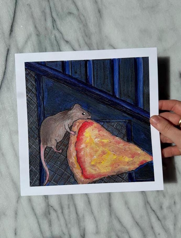 NYC Pizza Rat Art Print