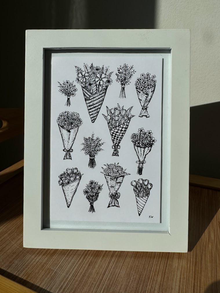 Flower Bouquet Collage Art Print