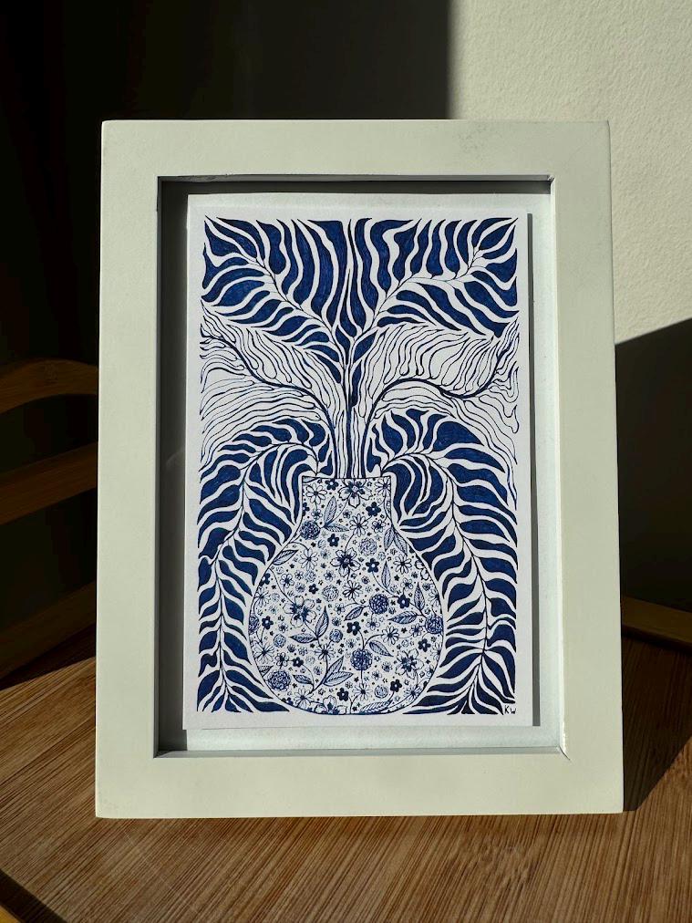 Blue Flower Vase Art Print