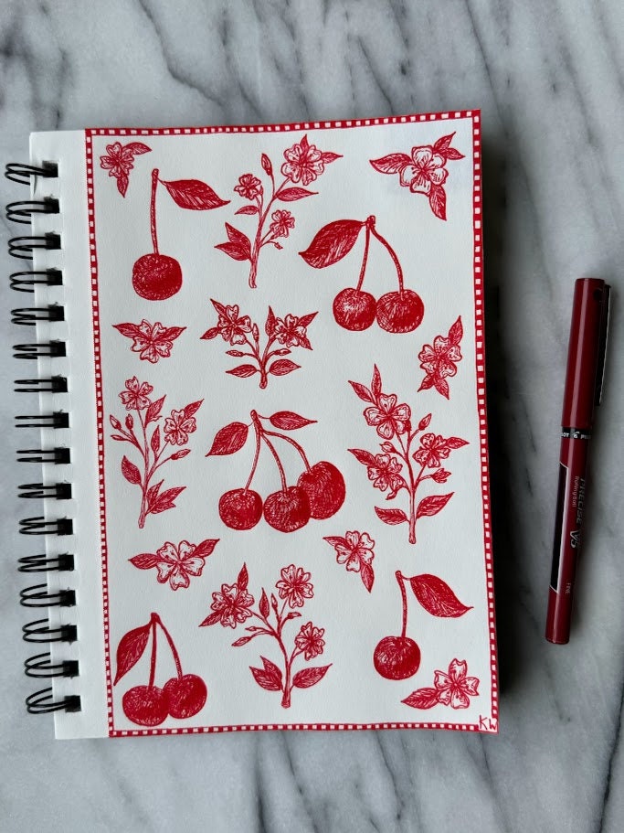 Cherries Collage Art Print