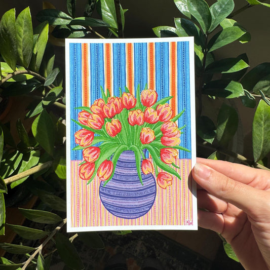 Tulip Flower Vase Art Print