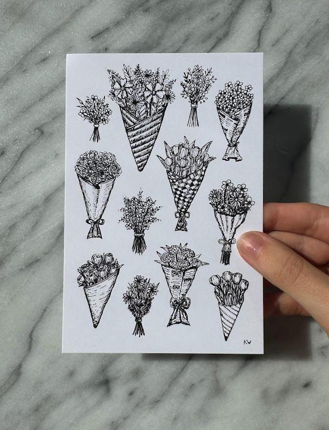 Flower Bouquet Collage Art Print