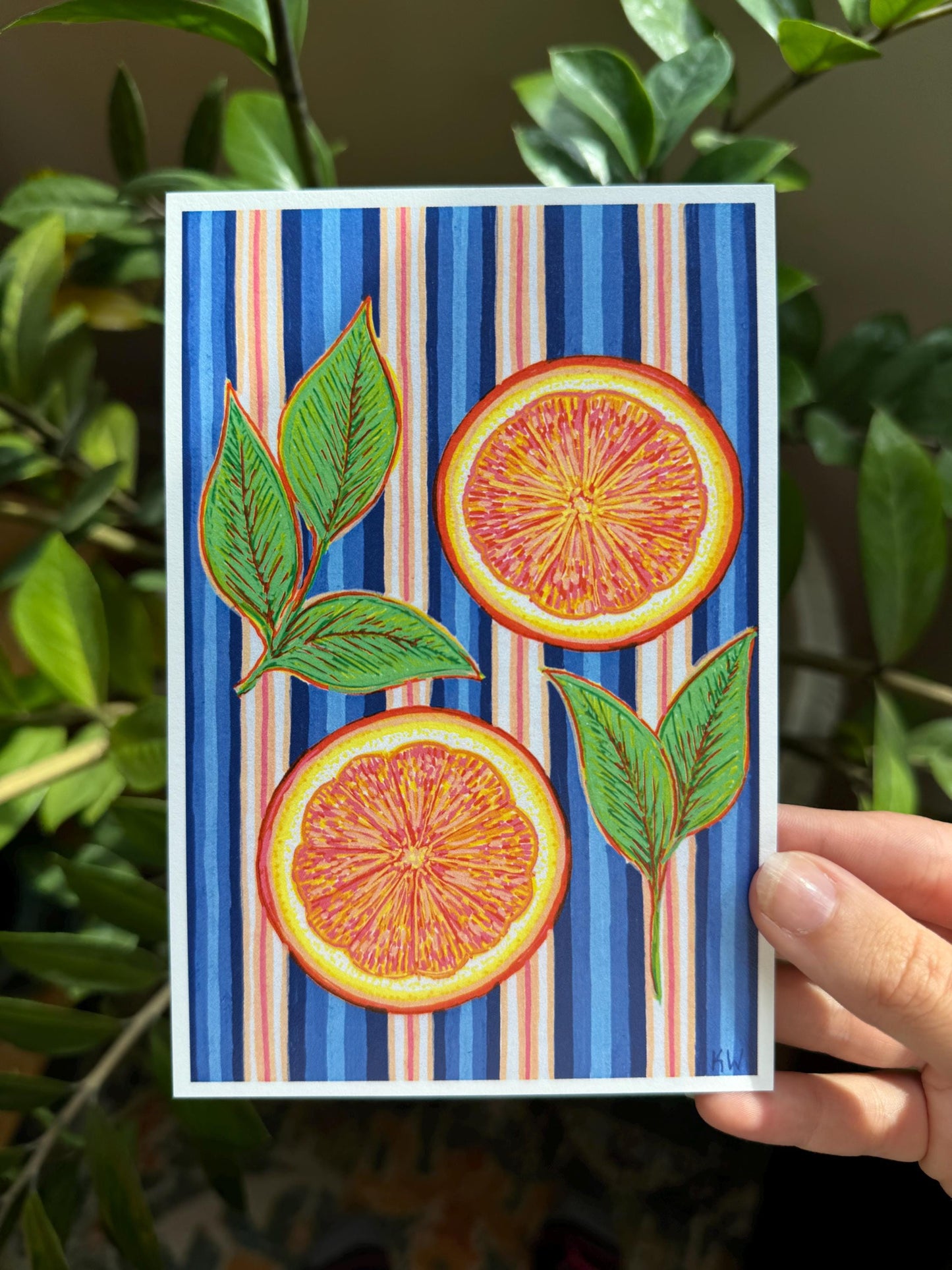 Oranges & Stripes Art Print