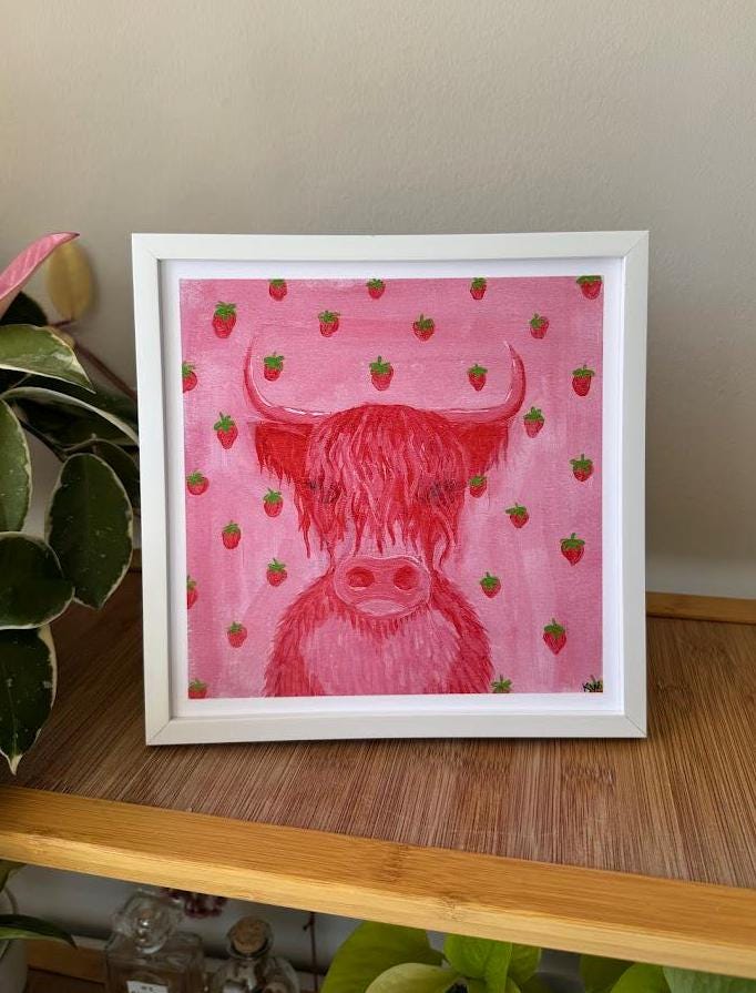 Strawberry Cow Art Print