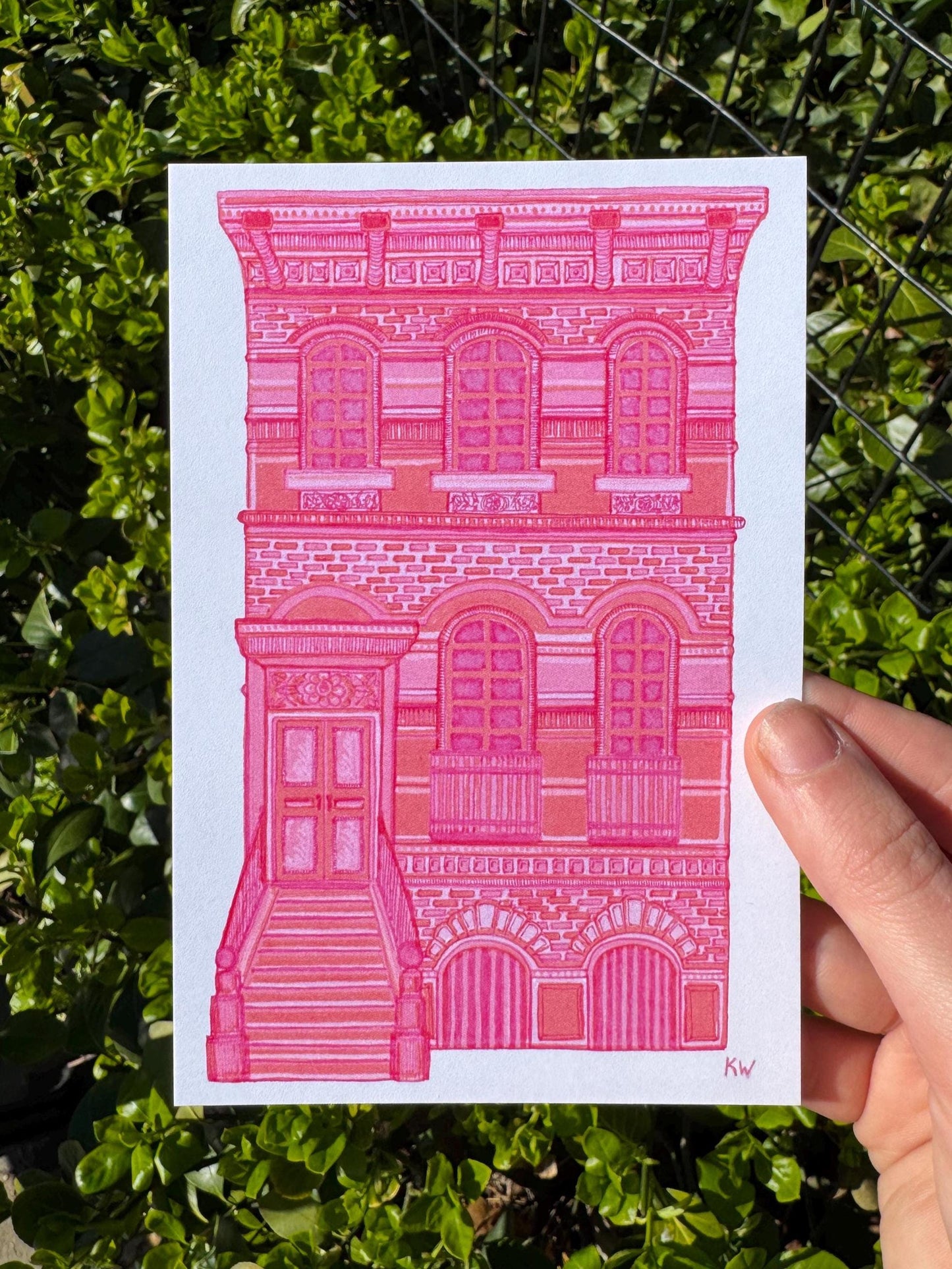 Pink NYC Brownstone Art Print