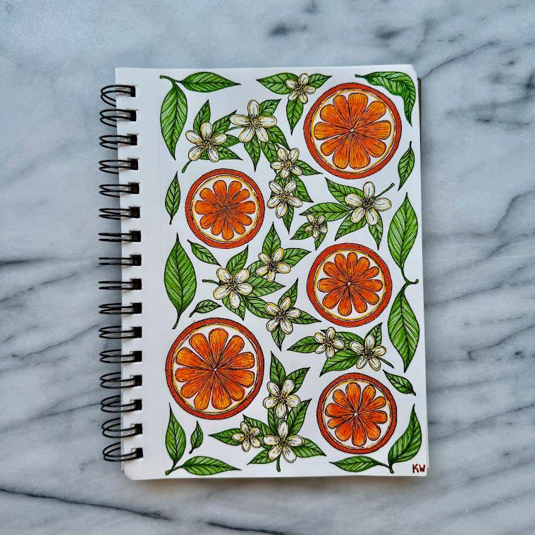 Orange Blossoms & Slices Art Print
