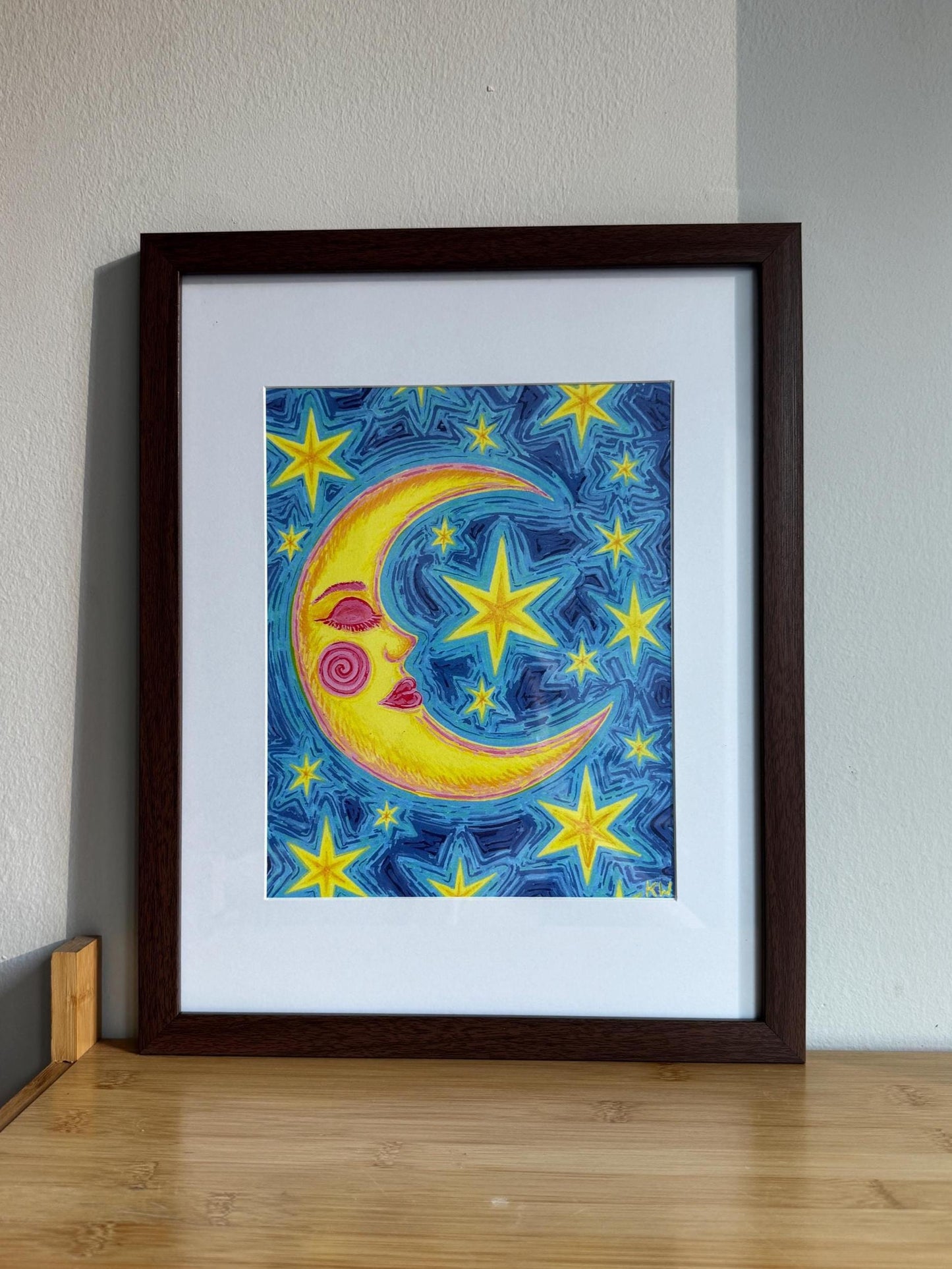 Celestial Moon and Stars Art Print