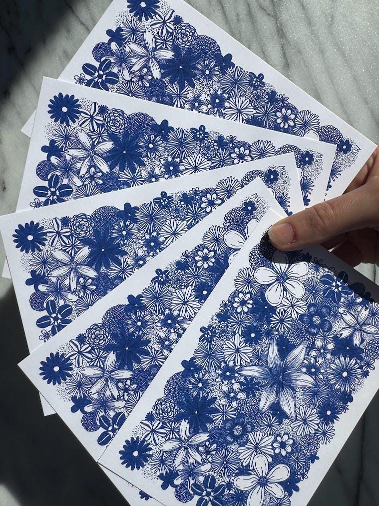 Blue Flowers Art Print