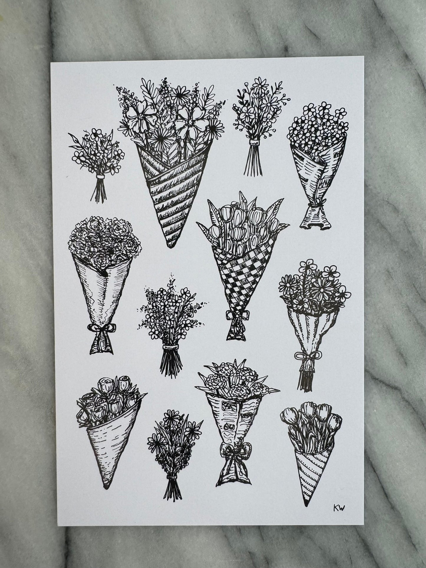 Flower Bouquet Collage Art Print