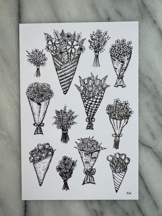 Flower Bouquet Collage Art Print