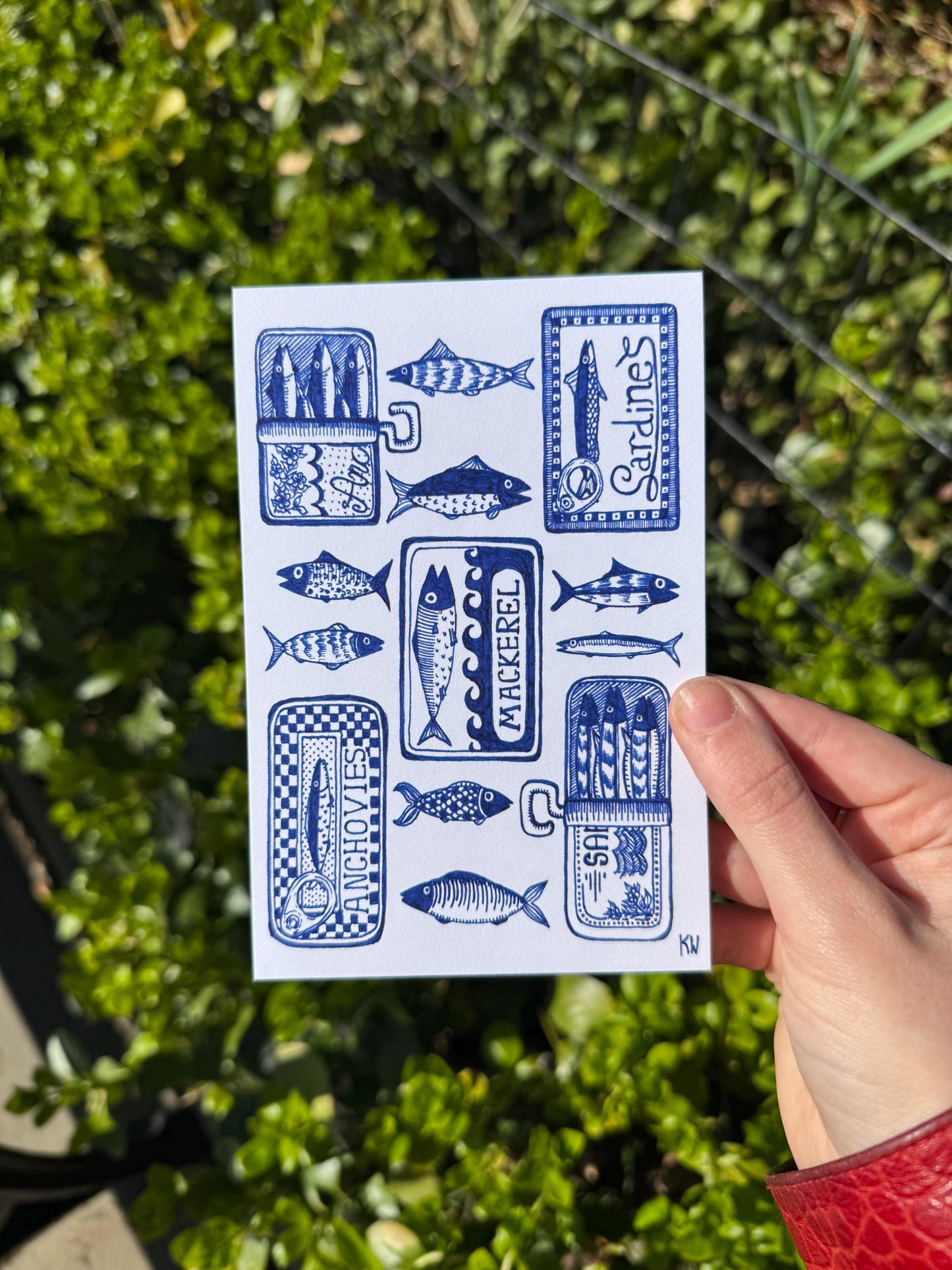 Blue Ink Art Print Bundle of 5