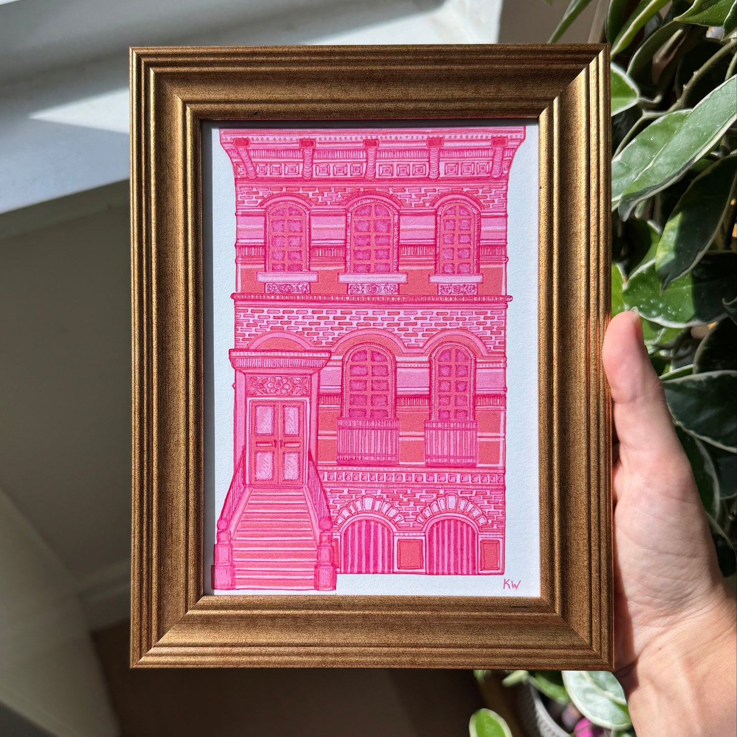 Pink NYC Brownstone Art Print