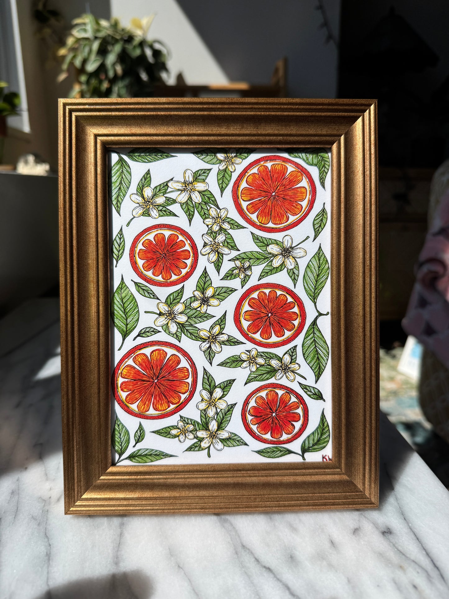 Orange Blossoms & Slices Art Print