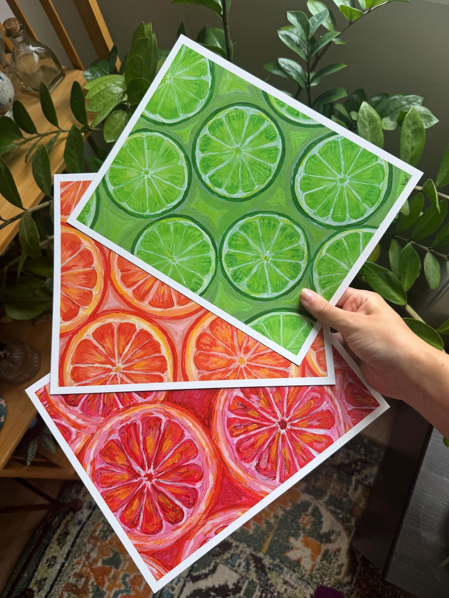 Citrus Art Print Set: Orange, Lime, Grapefruit