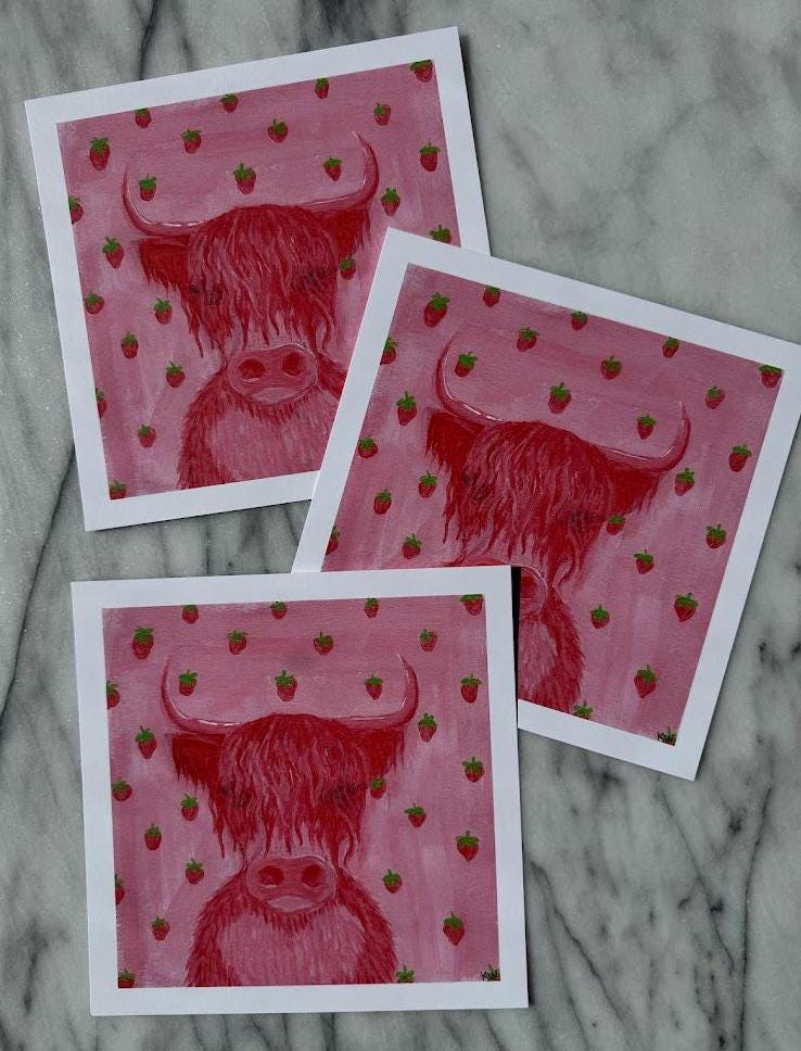 Strawberry Cow Art Print