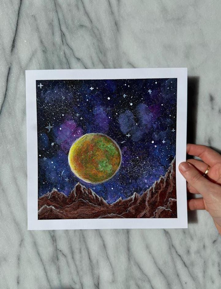 Galactic Space Mountain Art Print