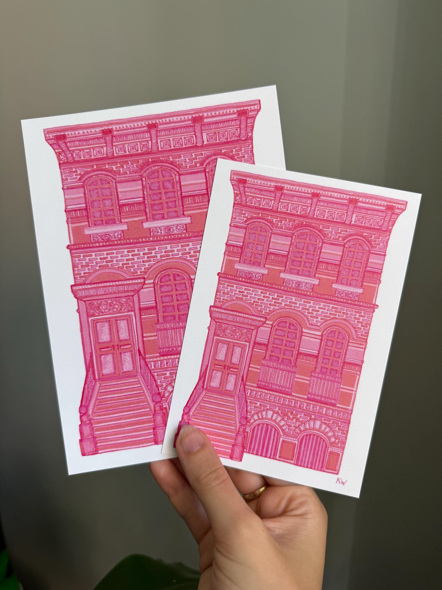 Pink NYC Brownstone Art Print