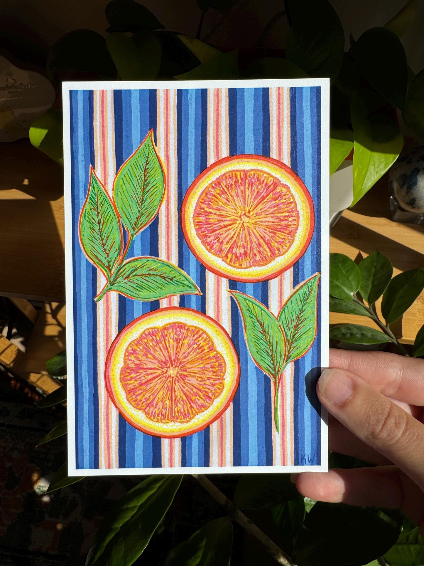 Oranges & Stripes Art Print