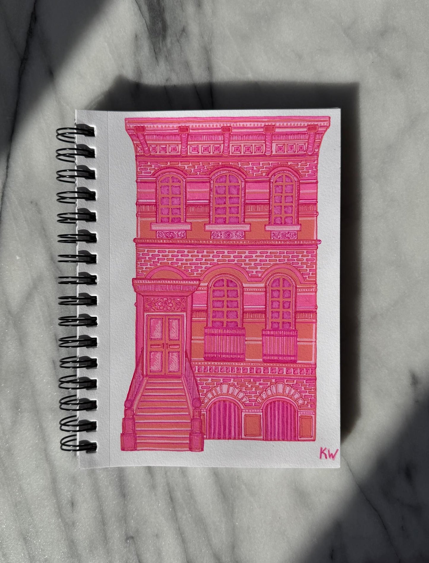 Pink NYC Brownstone Art Print