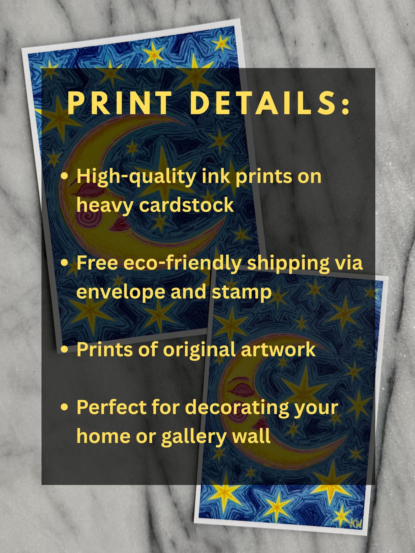 Celestial Moon and Stars Art Print