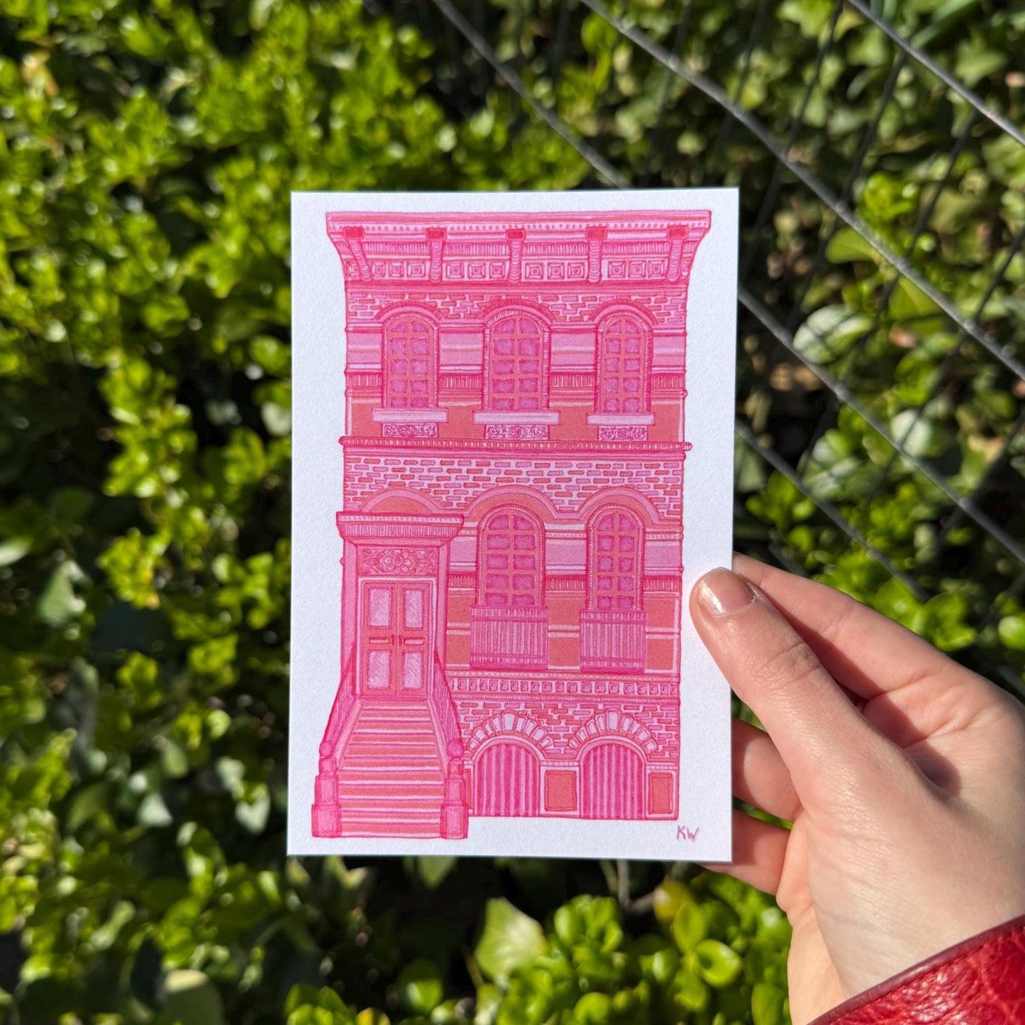 Pink NYC Brownstone Art Print