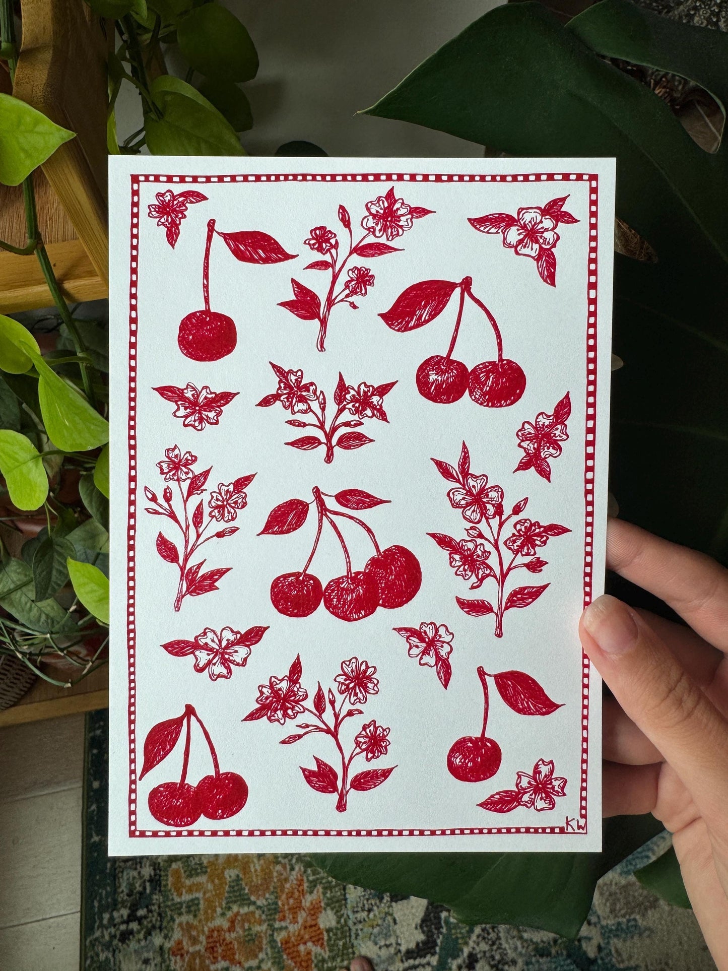 Cherries Collage Art Print