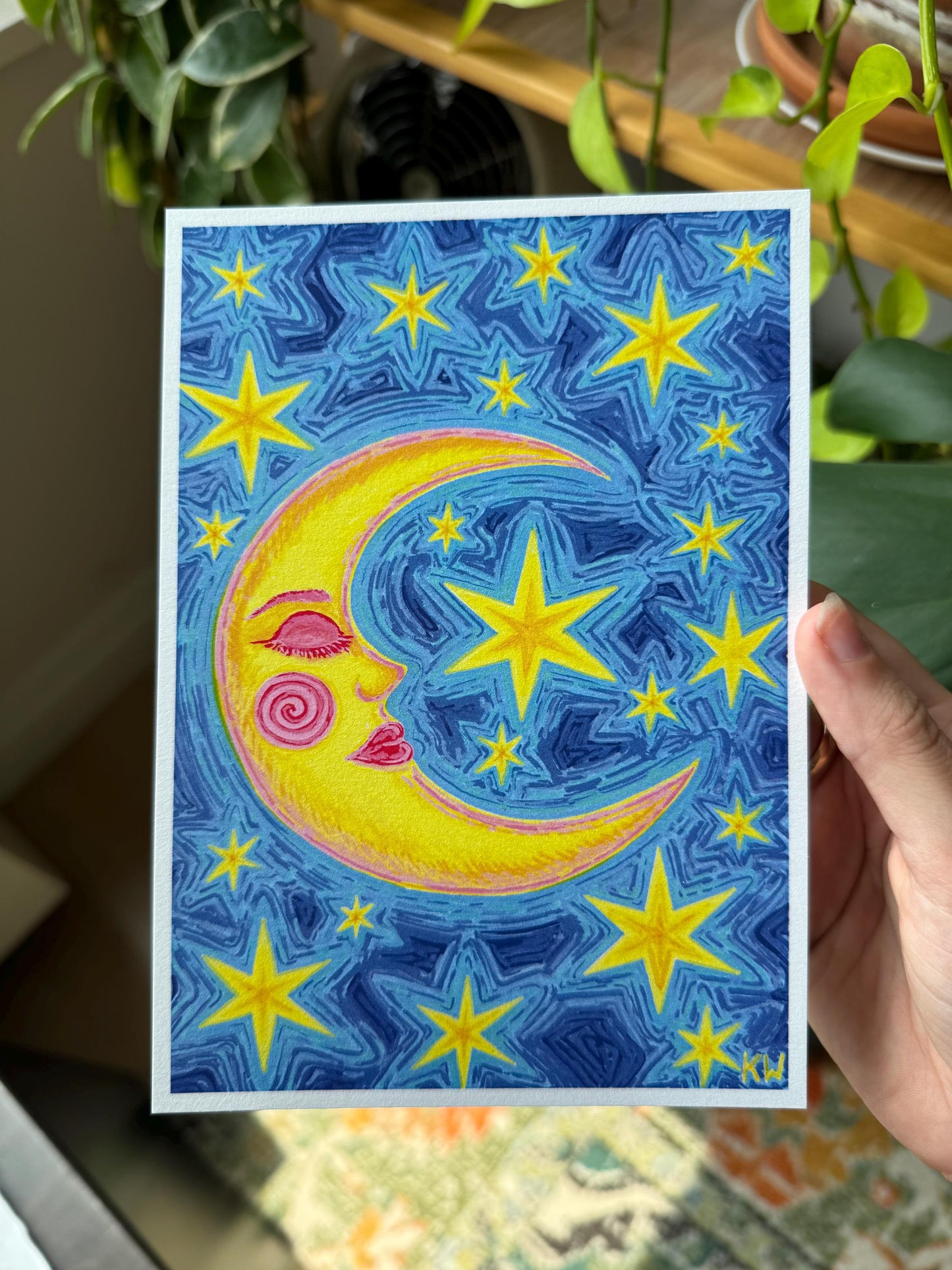 Celestial Moon and Stars Art Print