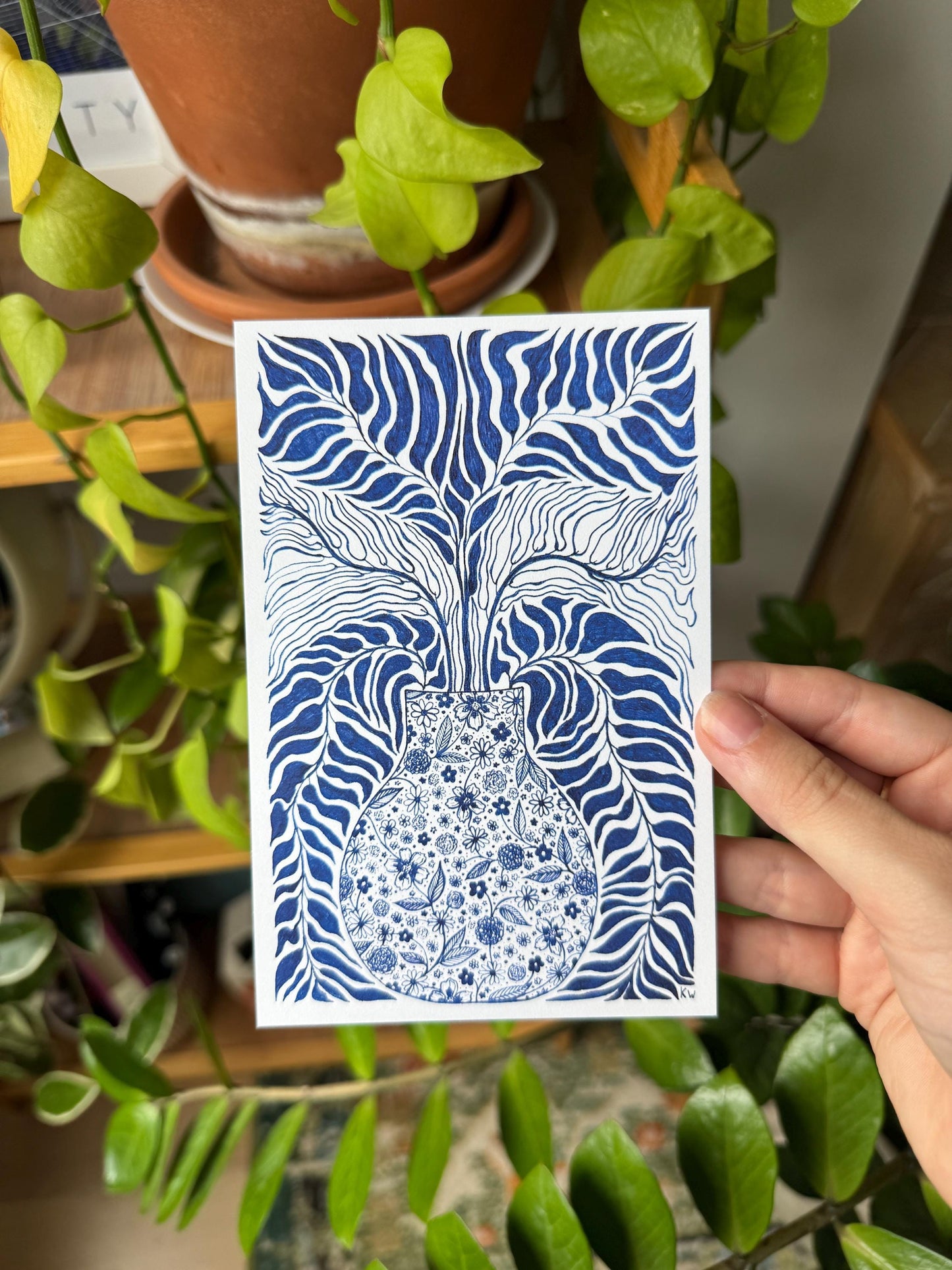 Blue Ink Art Print Bundle of 5